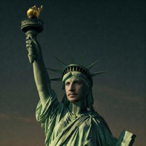 A male Liberty. Statue of Liberty Poem art by Skendong