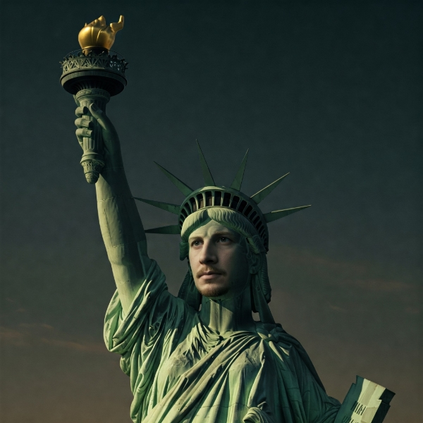 a male statue of liberty