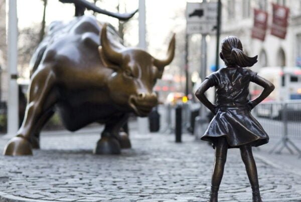 Wall Street Bull and Girl in Downtown Manhattan