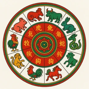 Year of the Snake poem artwork depicting the animals of the lunar new year