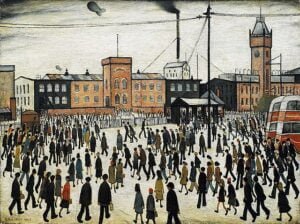 By L S Lowry - http://www.iwm.org.uk/collections/item/object/17026 [1], Public Domain, https://commons.wikimedia.org/w/index.php?curid=86205426