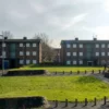 An boarded up estate on Cheshyre Avenue, Ancoats, Manchester.