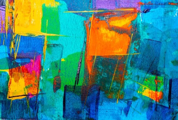 blue and orange abstract painting