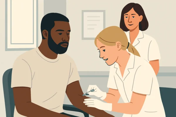 Black male in the GP office with two nurses - Skendong Poetry