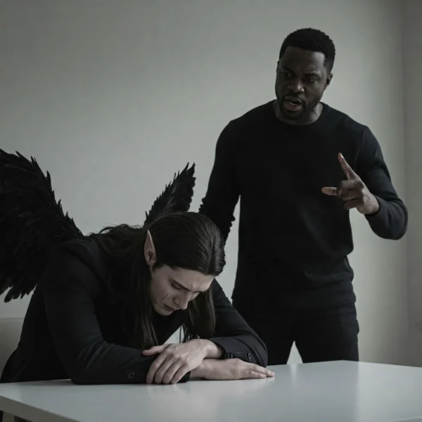 A black man lecturing a Nephilim