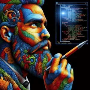 man with a beard trying to write code in an API - Skendong Poetry