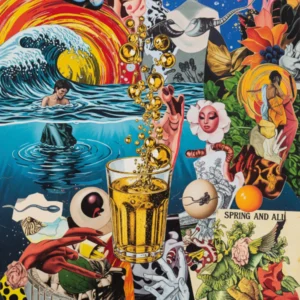 Chaotic, vibrant collage capturing the poem 'Imagination After Life On Earth" by Skendong Poetry