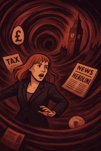 Cartoon of Angela Rayner swirling in a vortex
