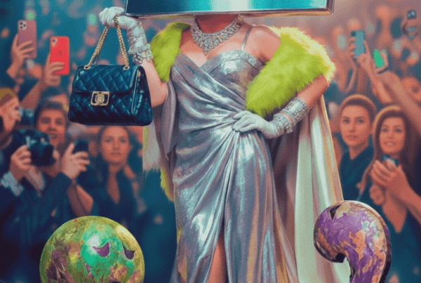 Starlet Em-Dash in silver and lime, adored by a crowd while a dejected Period and Comma look on.